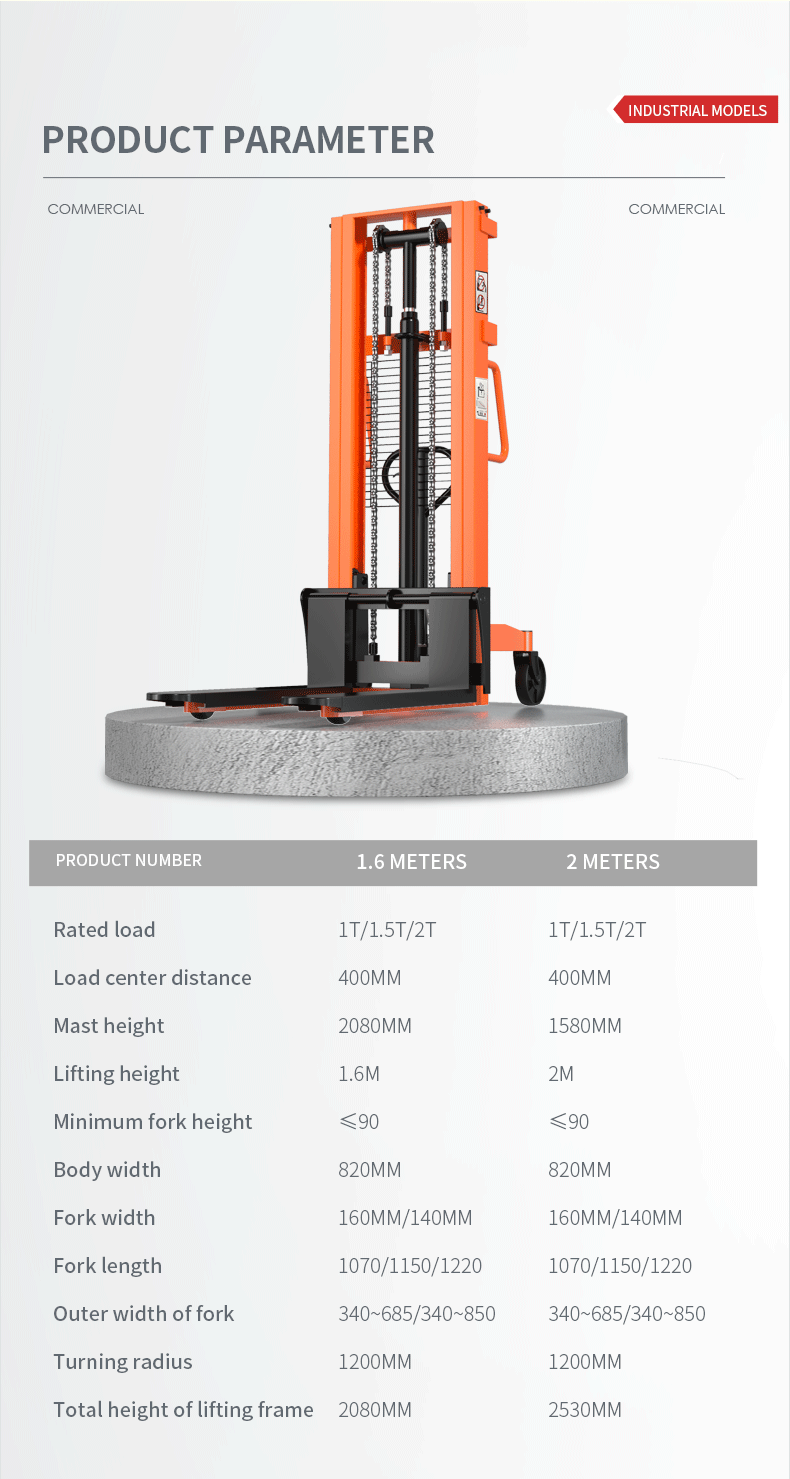 Yangzi Hand Pallet Jack Truck Manual Hydraulic Stacker Forklift(12)