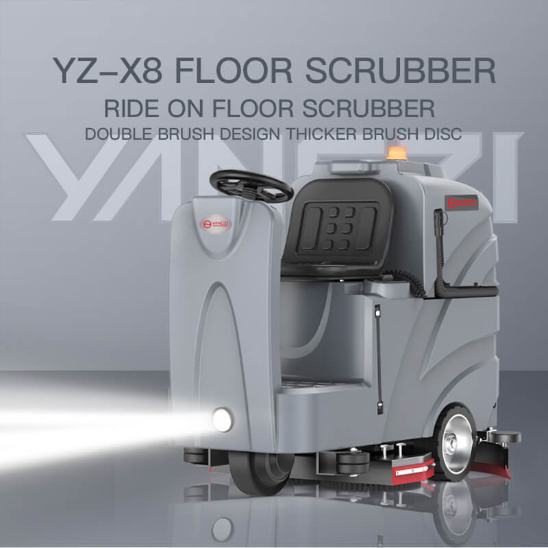 industrial ride-on floor scrubber