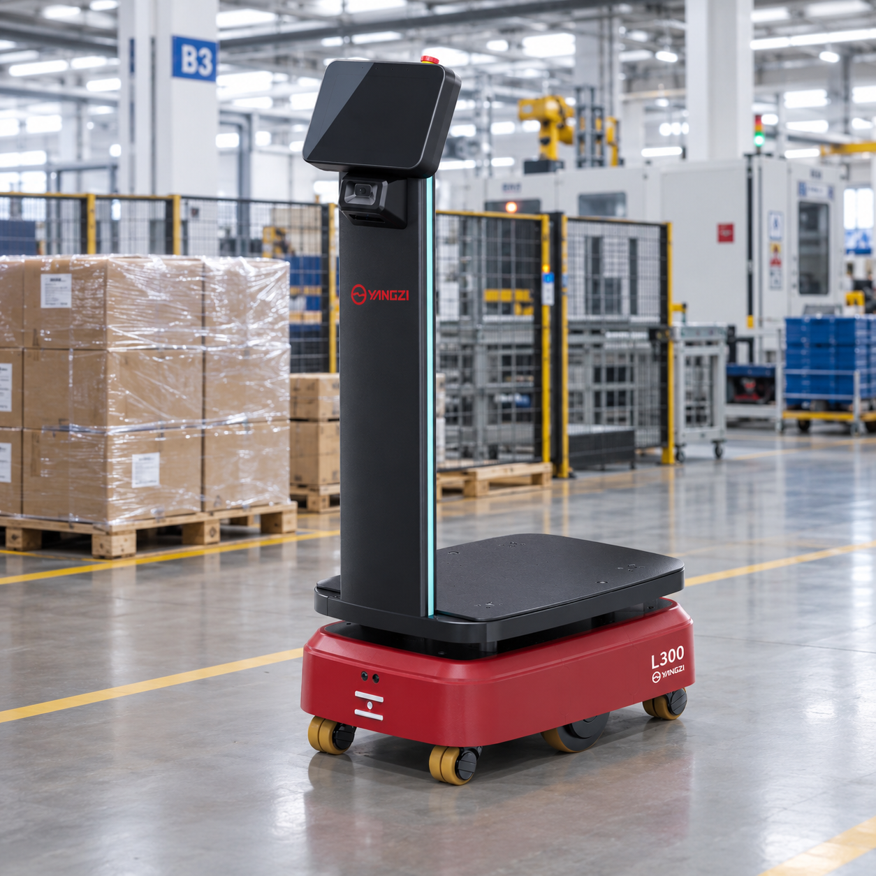 Material handling robot in operation Material handling robot in operation