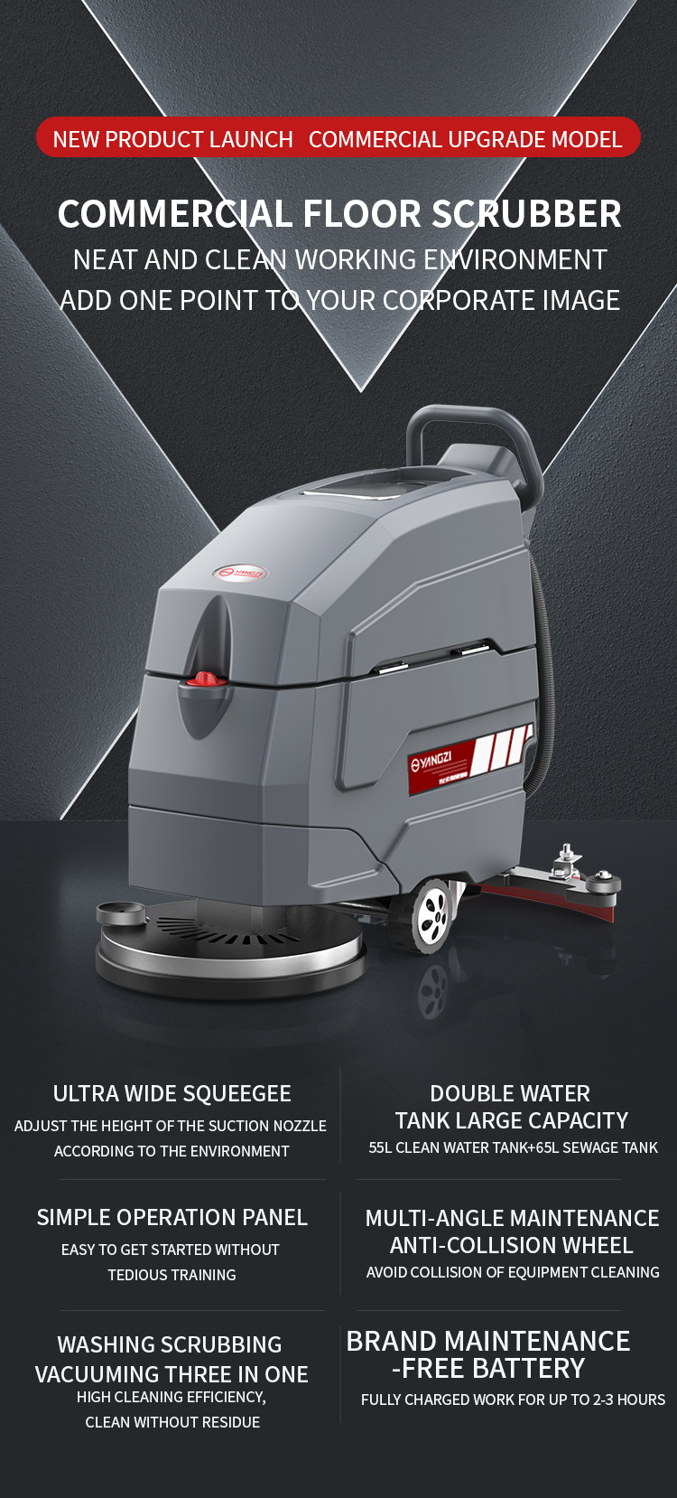 YZ-X4 Walk-behind Electric Commercial Floor Scrubber(1)